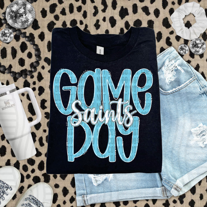 Doodle Gameday Bright Blue DTF Print