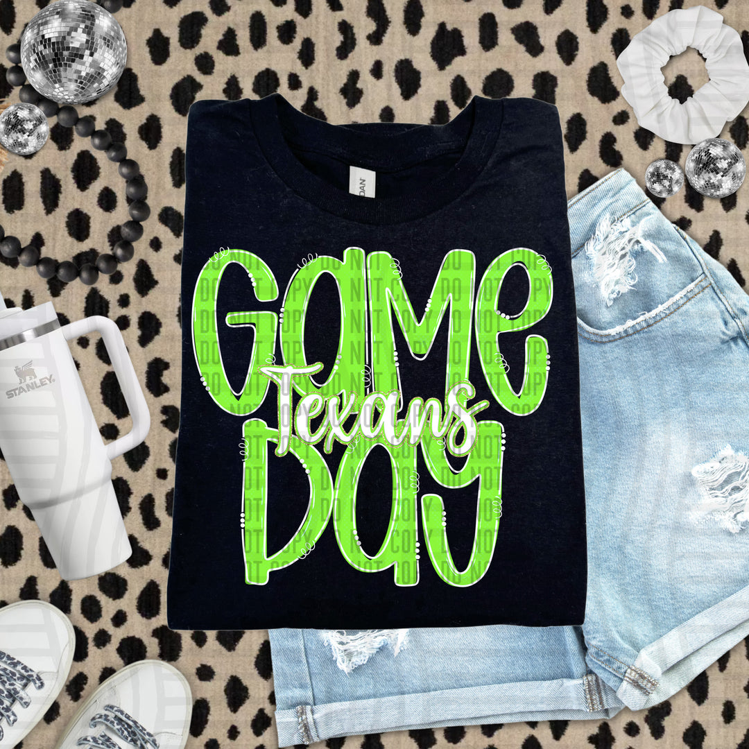 Doodle Gameday Lime DTF Print