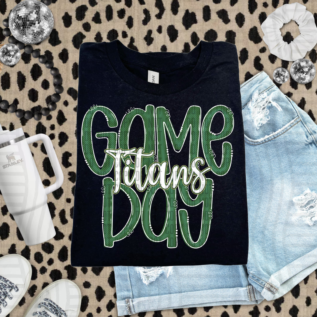 Doodle Gameday Dark Green DTF Print