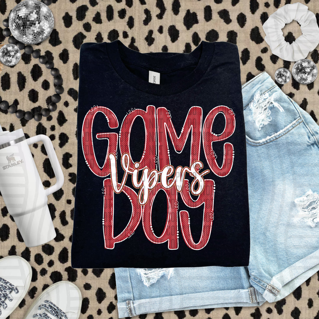 Doodle Gameday Crimson DTF Print