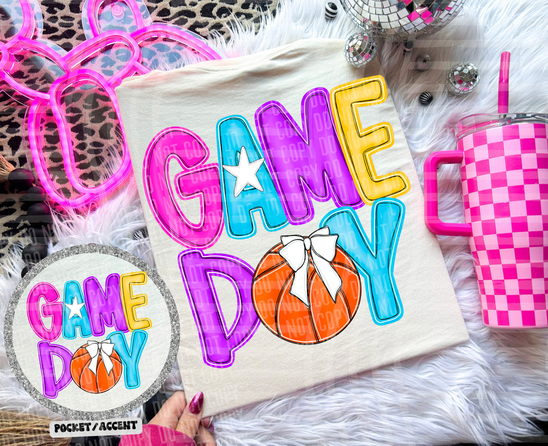 Bright And Preppy Basketball Game Day POCKET DTF Print