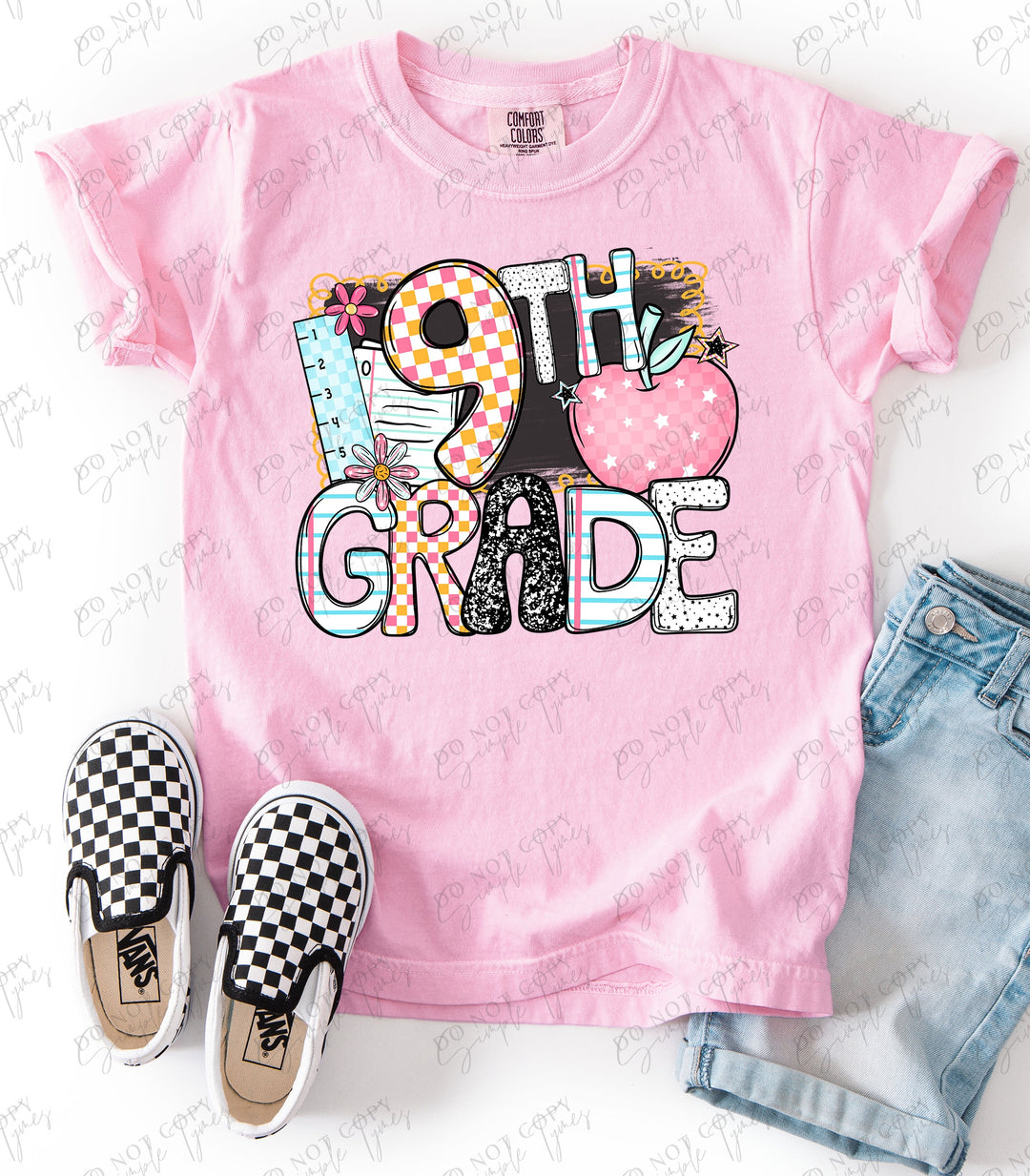 Back To School Apple Grades DTF Print