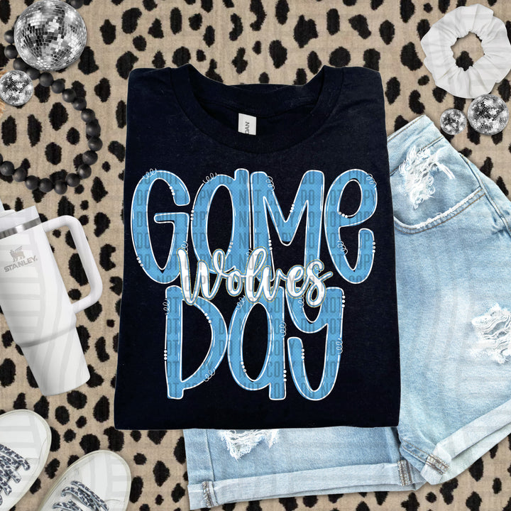 Doodle Gameday Light Blue DTF Print