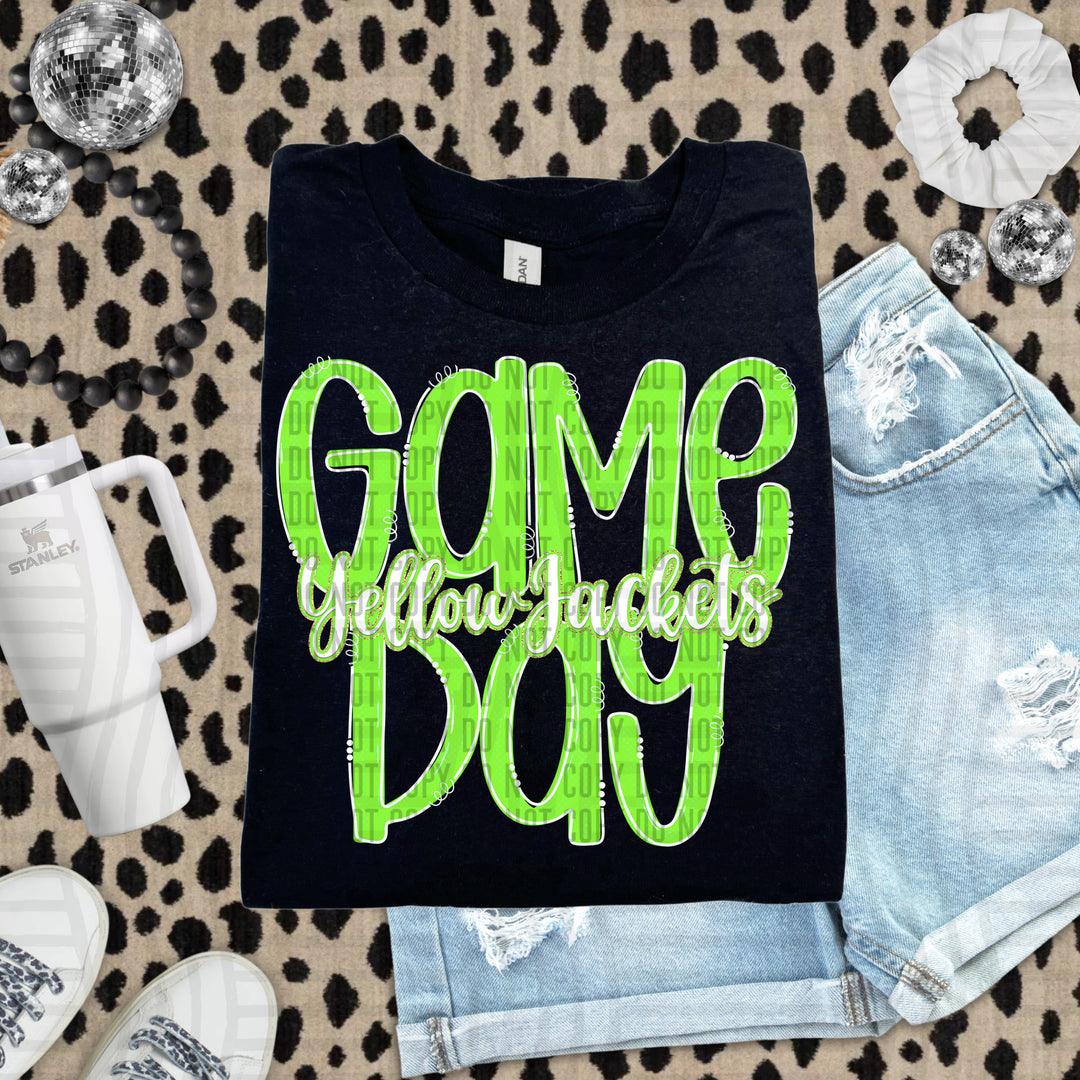 Doodle Gameday Lime DTF Print