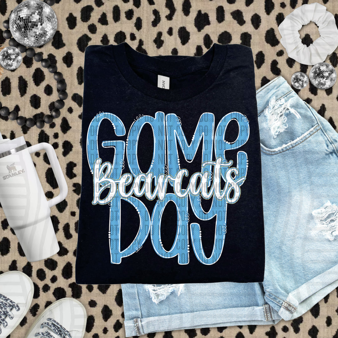 Doodle Gameday Light Blue DTF Print