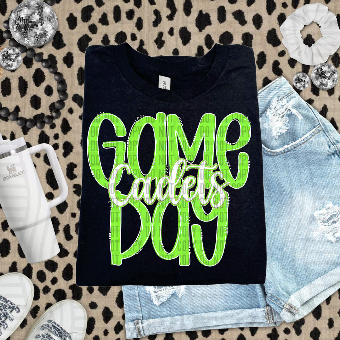 Doodle Gameday Lime DTF Print