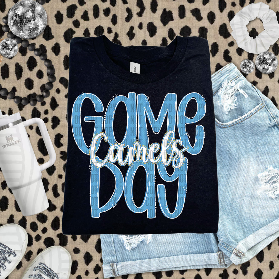 Doodle Gameday Light Blue DTF Print