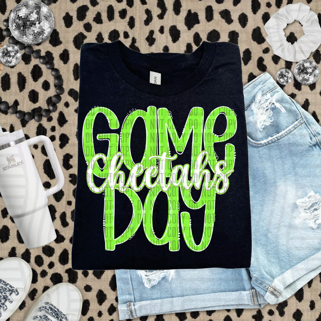 Doodle Gameday Lime DTF Print