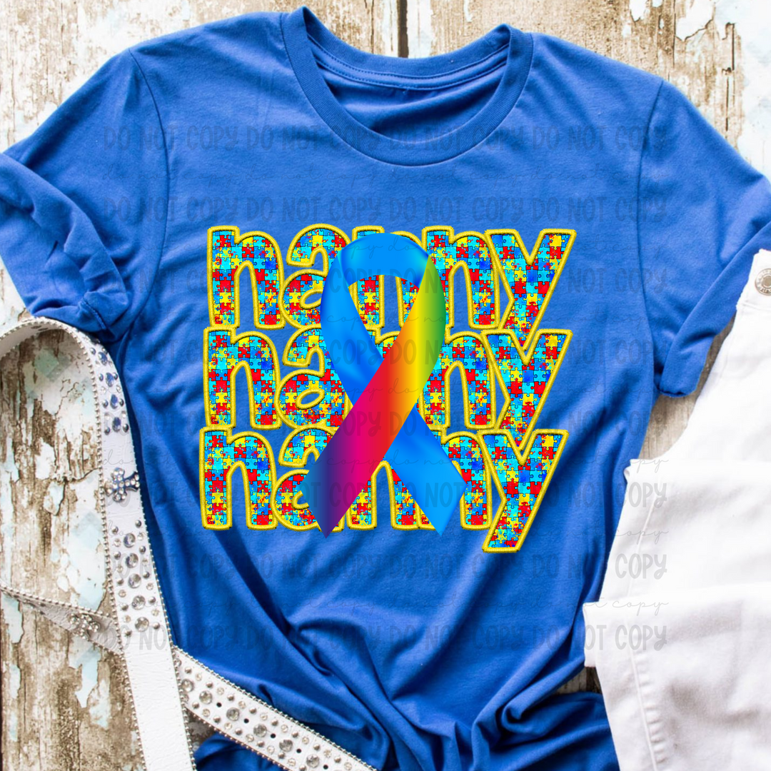 Autism Rainbow Stacked Names DTF Print