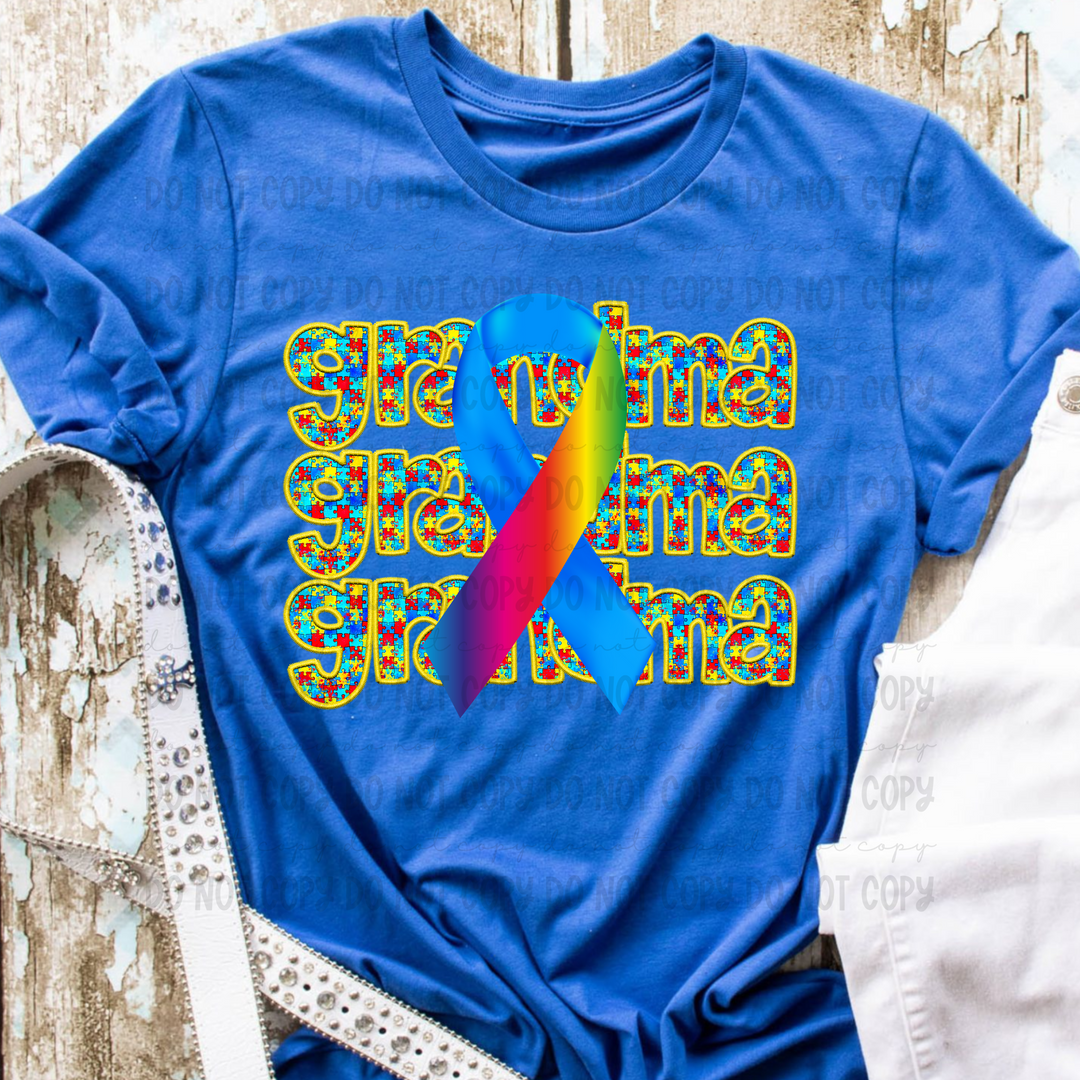 Autism Rainbow Stacked Names DTF Print