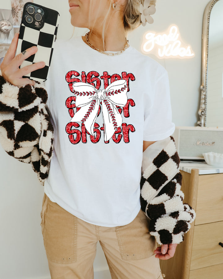 Baseball Bow With Names DTF Print