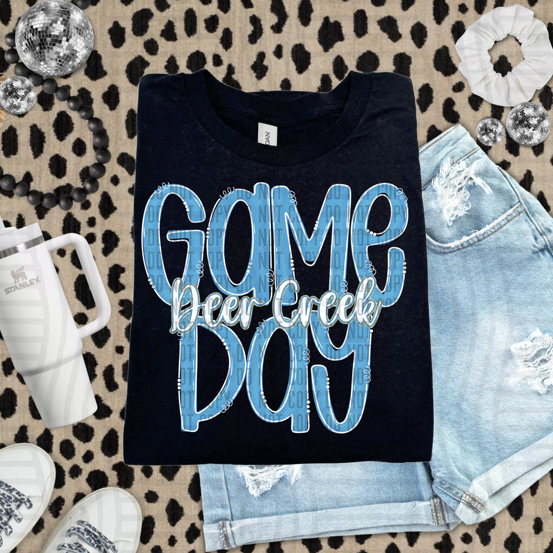 Doodle Gameday Light Blue DTF Print