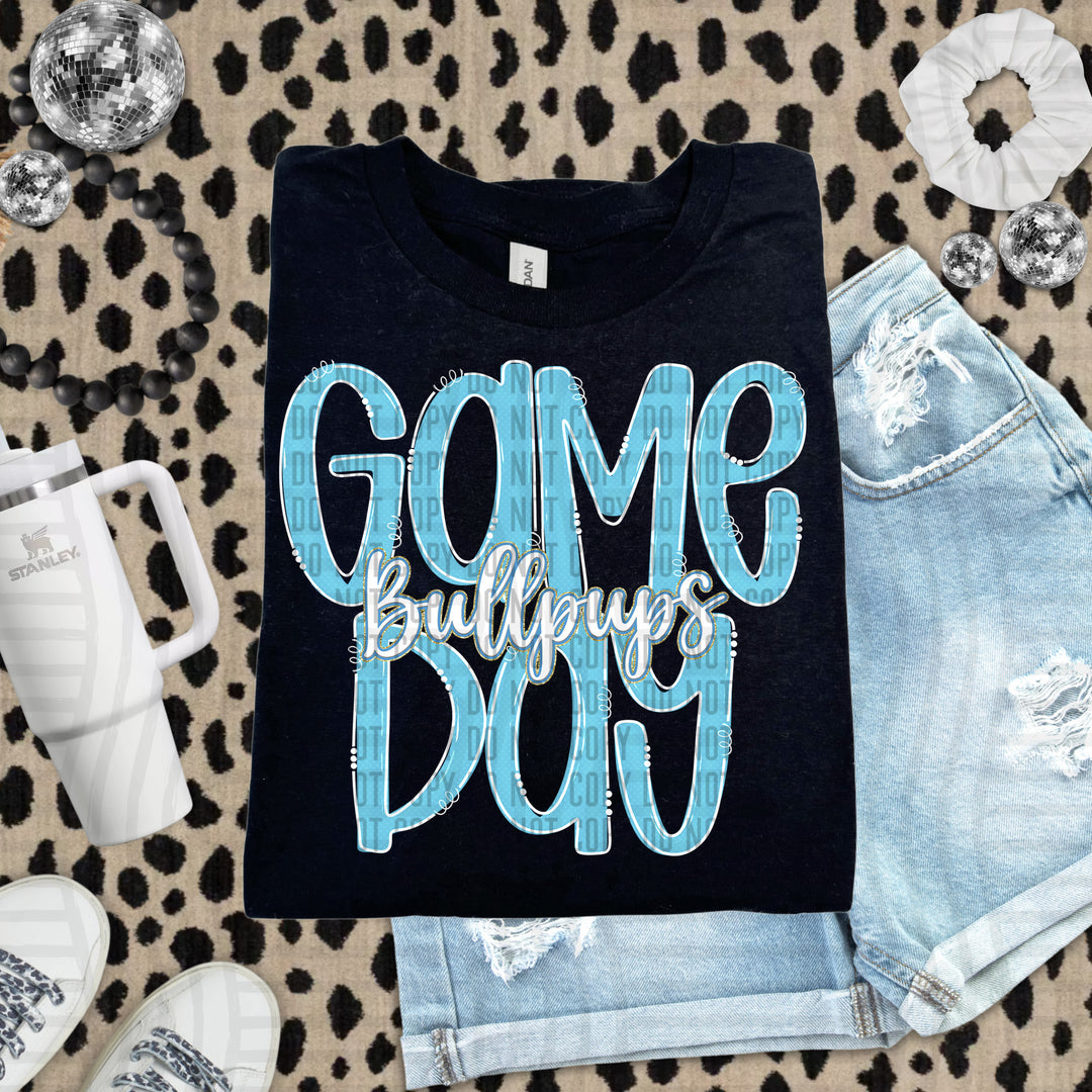 Doodle Gameday Bright Blue DTF Print