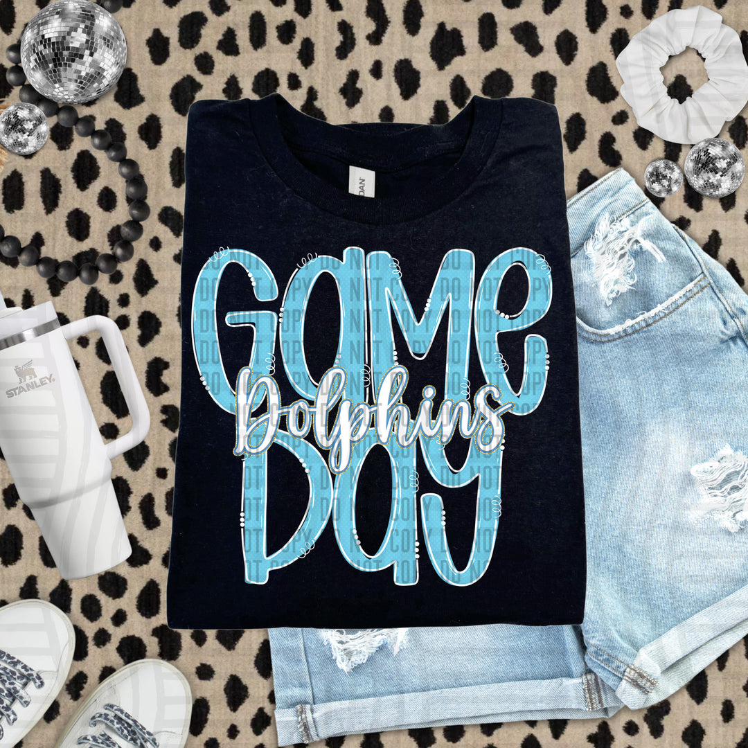 Doodle Gameday Bright Blue DTF Print