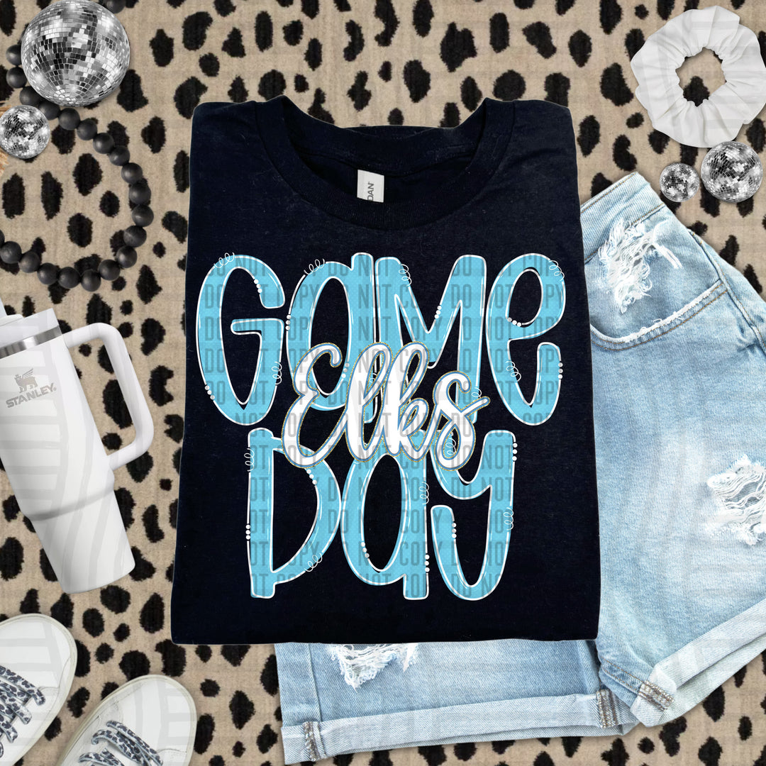 Doodle Gameday Bright Blue DTF Print