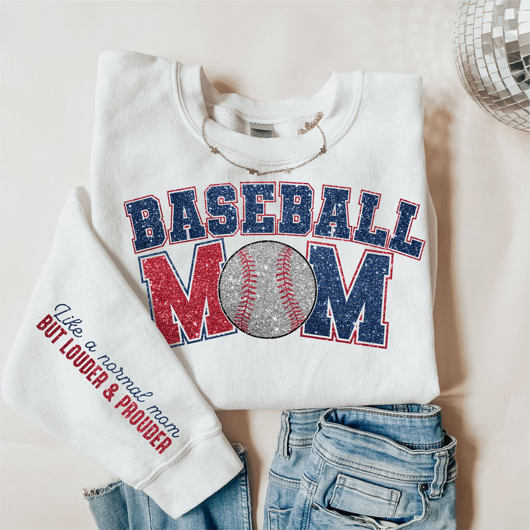 Baseball Mom Faux Glitter FRONT DTF Print