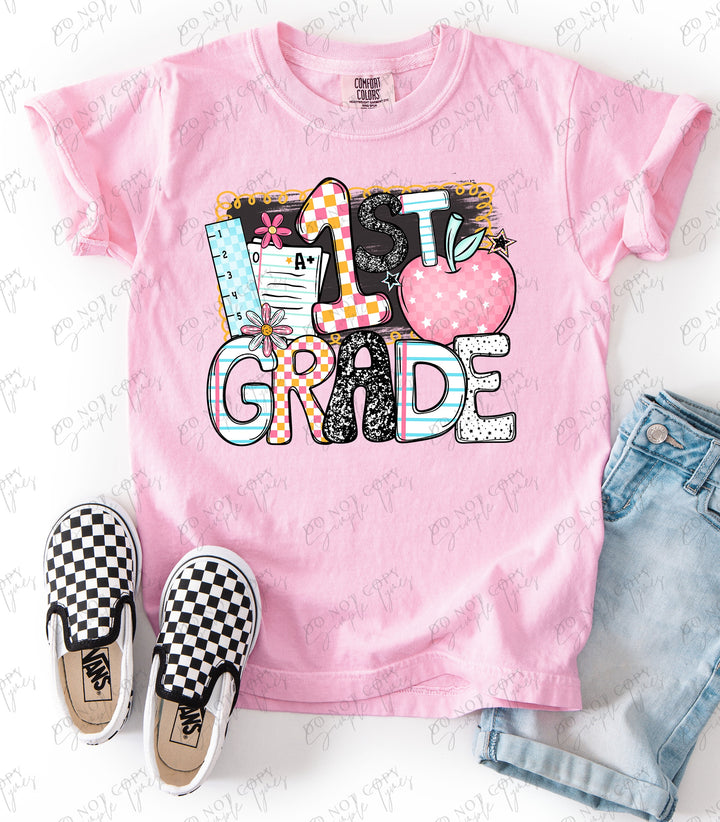 Back To School Apple Grades DTF Print