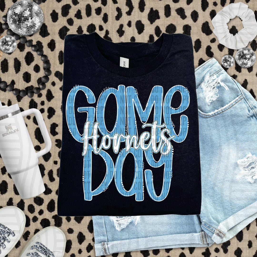 Doodle Gameday Light Blue DTF Print