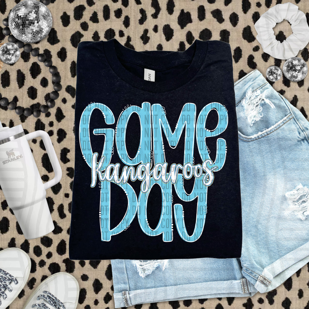 Doodle Gameday Bright Blue DTF Print