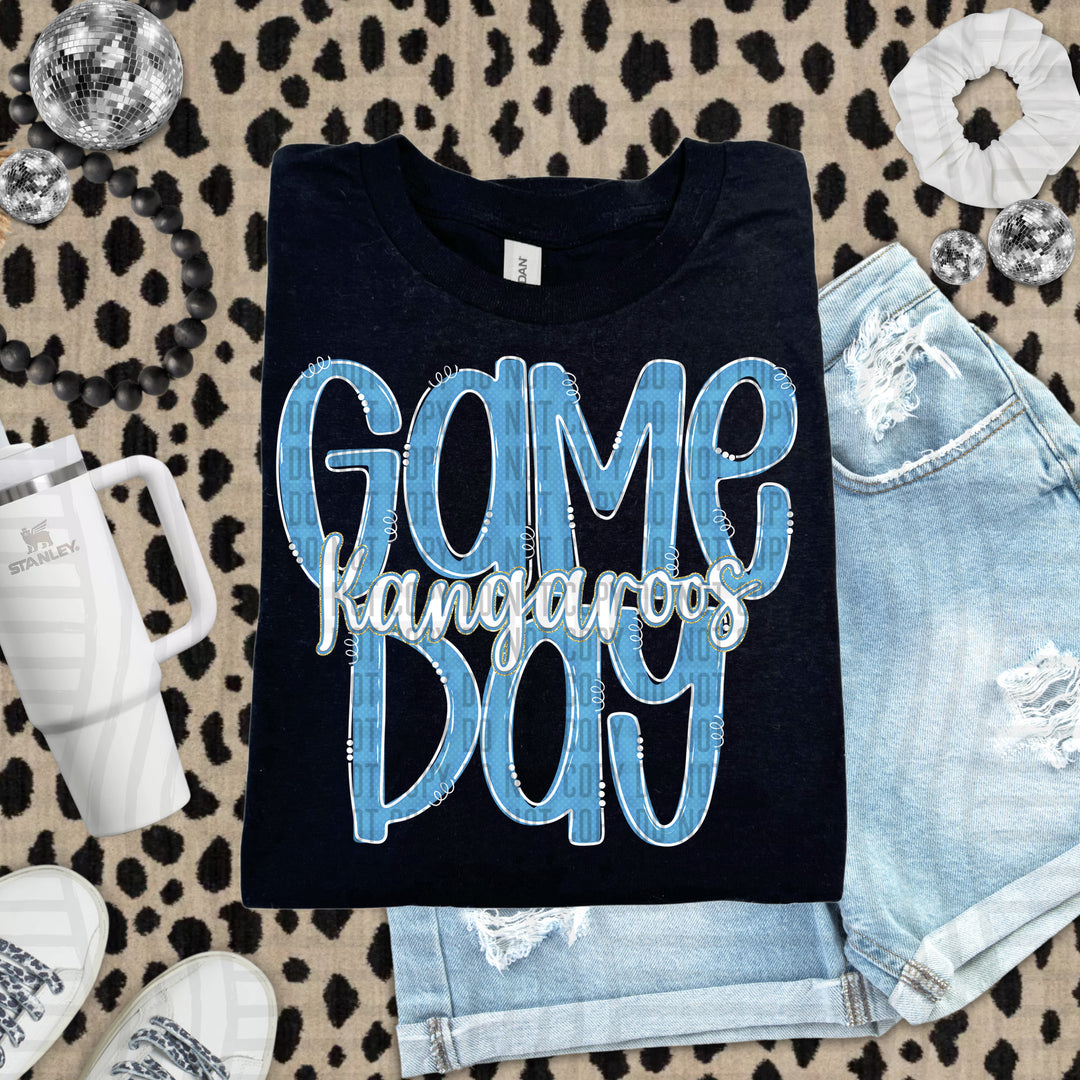 Doodle Gameday Light Blue DTF Print