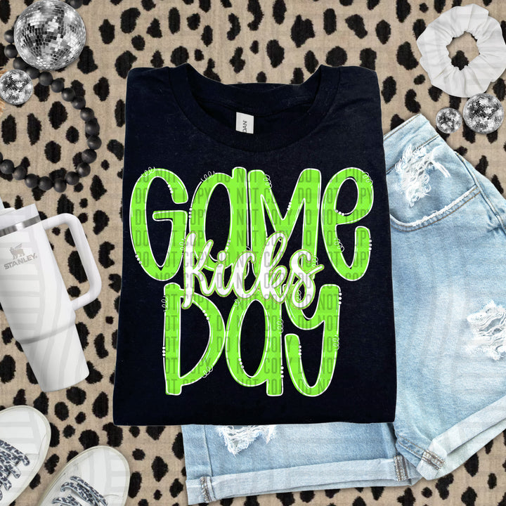 Doodle Gameday Lime DTF Print