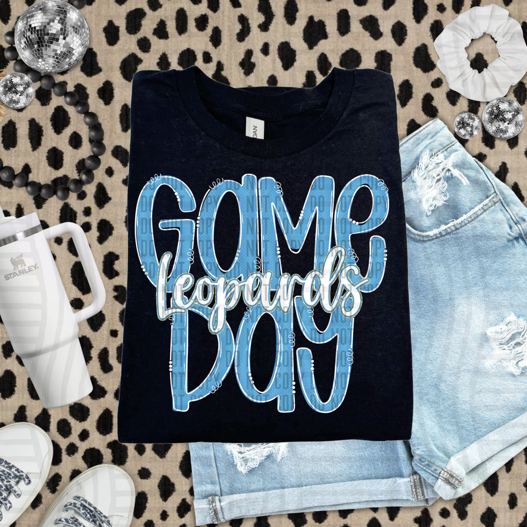 Doodle Gameday Light Blue DTF Print