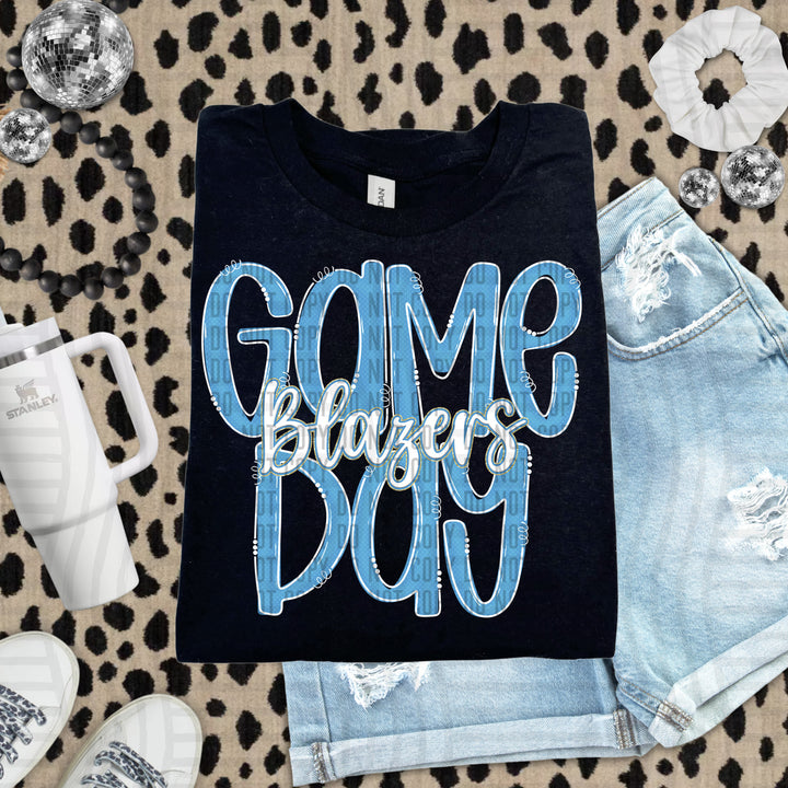 Doodle Gameday Light Blue DTF Print