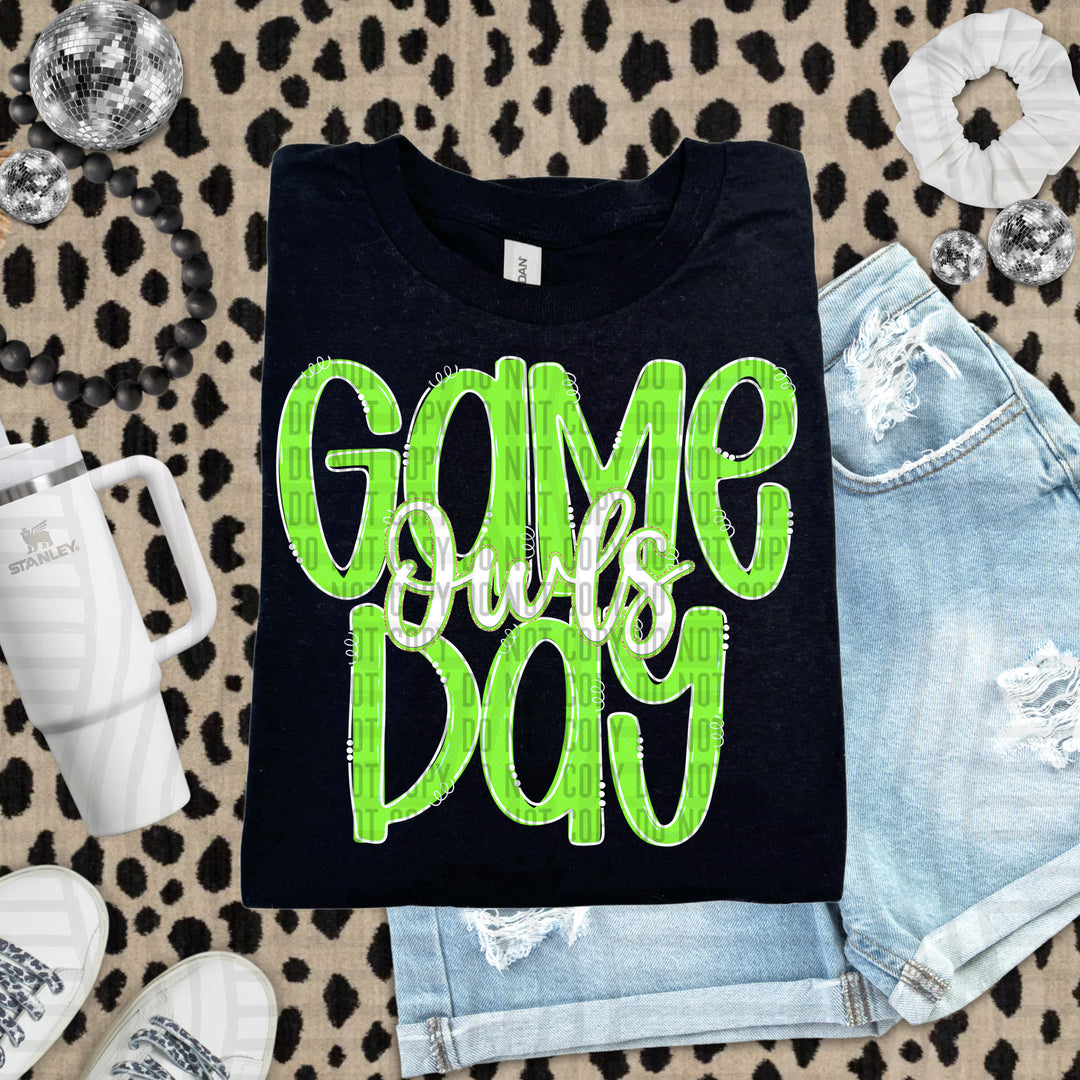 Doodle Gameday Lime DTF Print