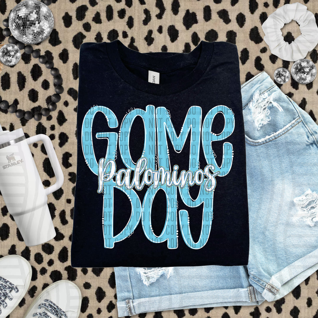 Doodle Gameday Bright Blue DTF Print