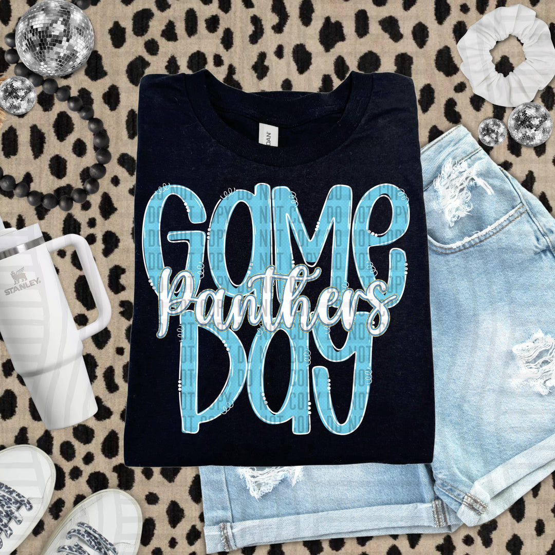 Doodle Gameday Bright Blue DTF Print