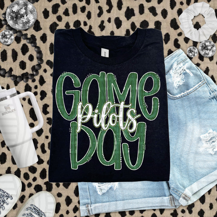 Doodle Gameday Dark Green DTF Print