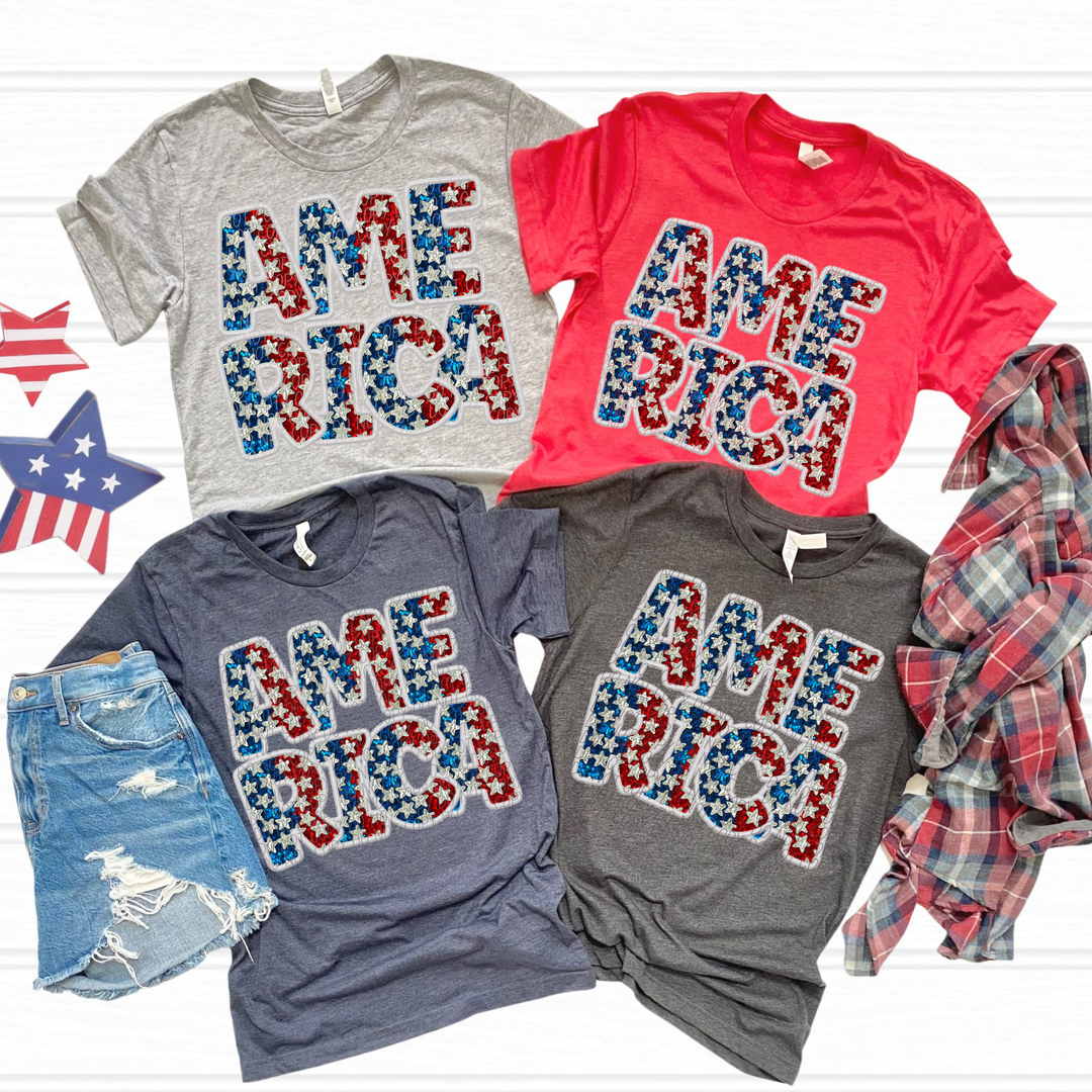 America Glitter DTF Print