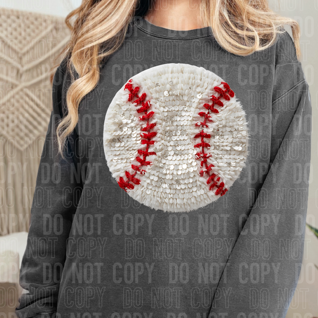 Baseball Faux Yarn Sequin DTF Print