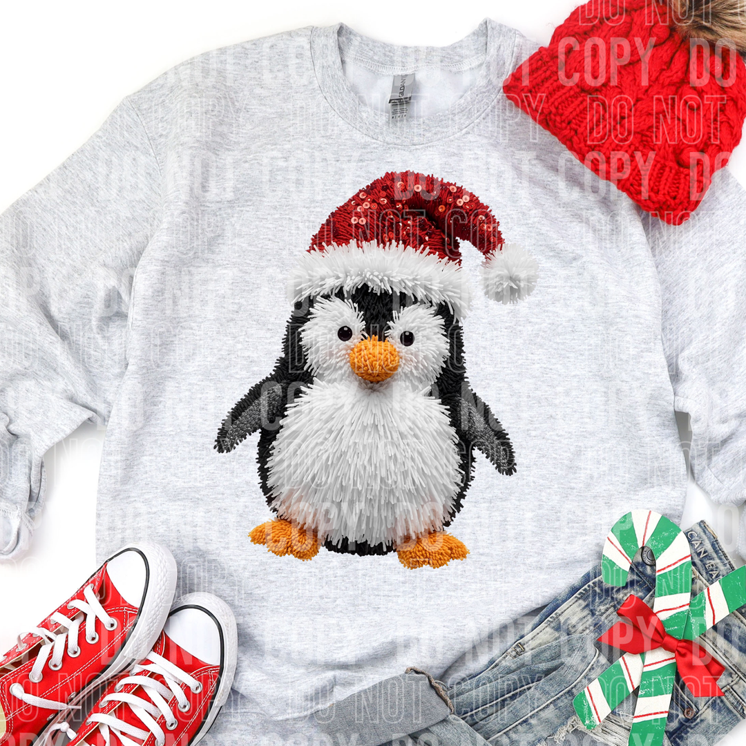 Christmas Penguin Yarn DTF Print