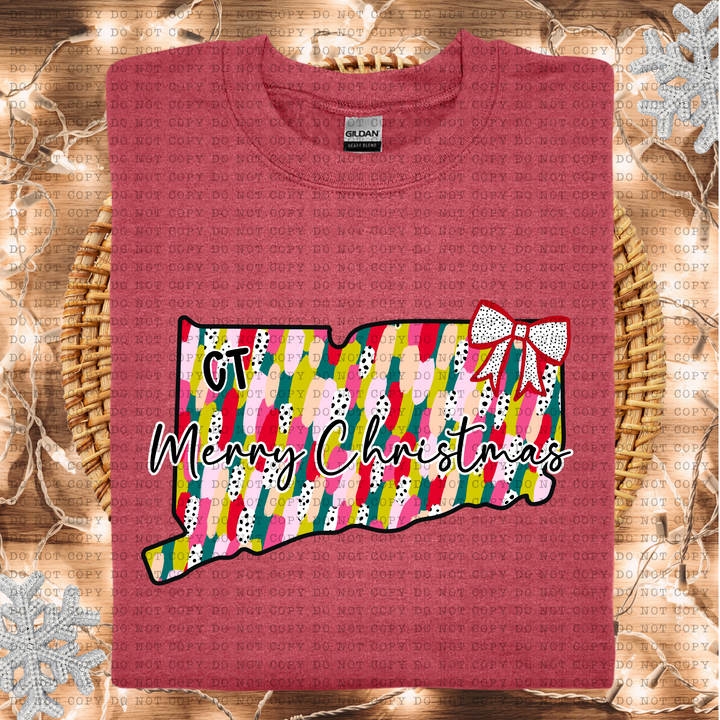 Messy Paint States Merry Christmas DTF Print