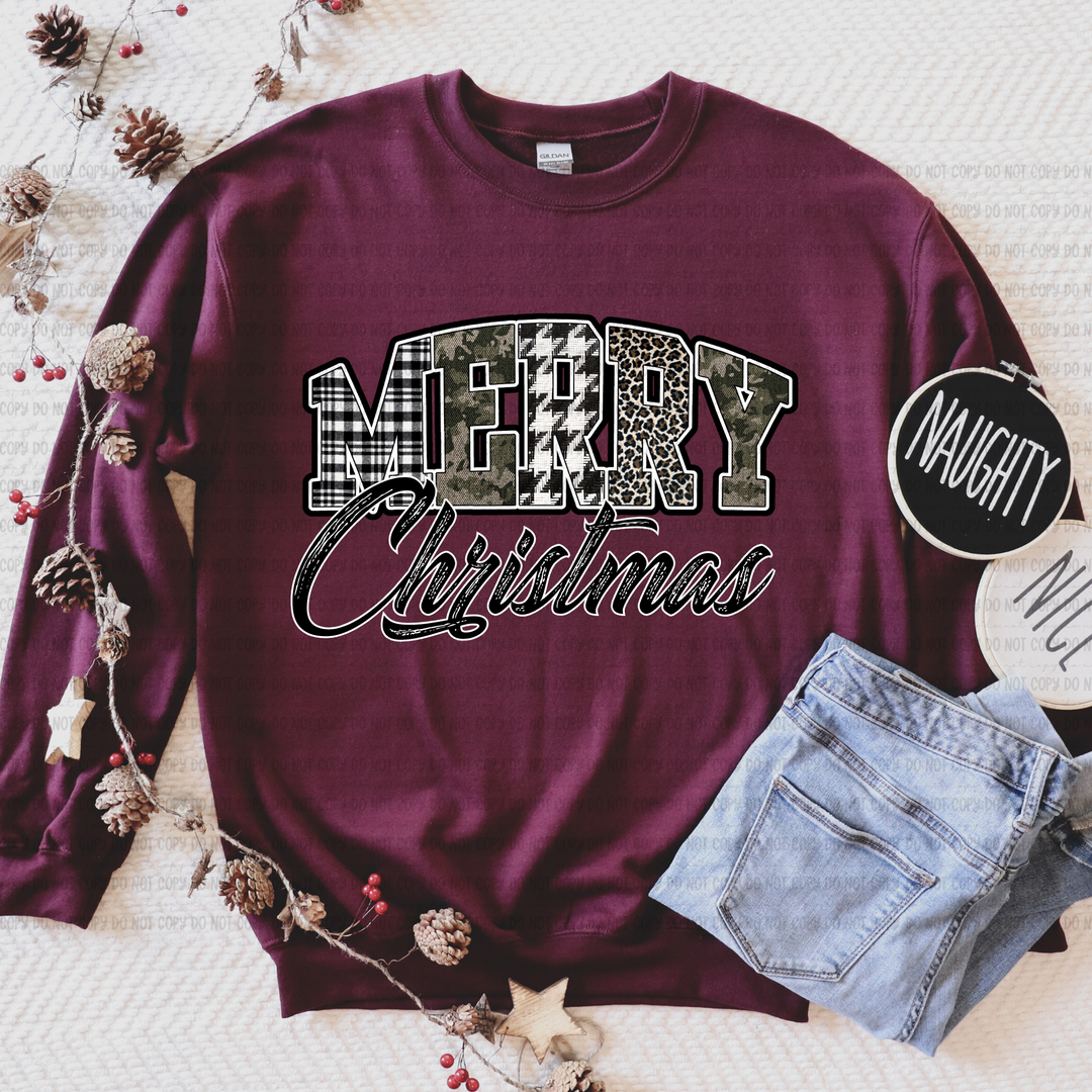 Camo Plaid Merry Christmas DTF Print