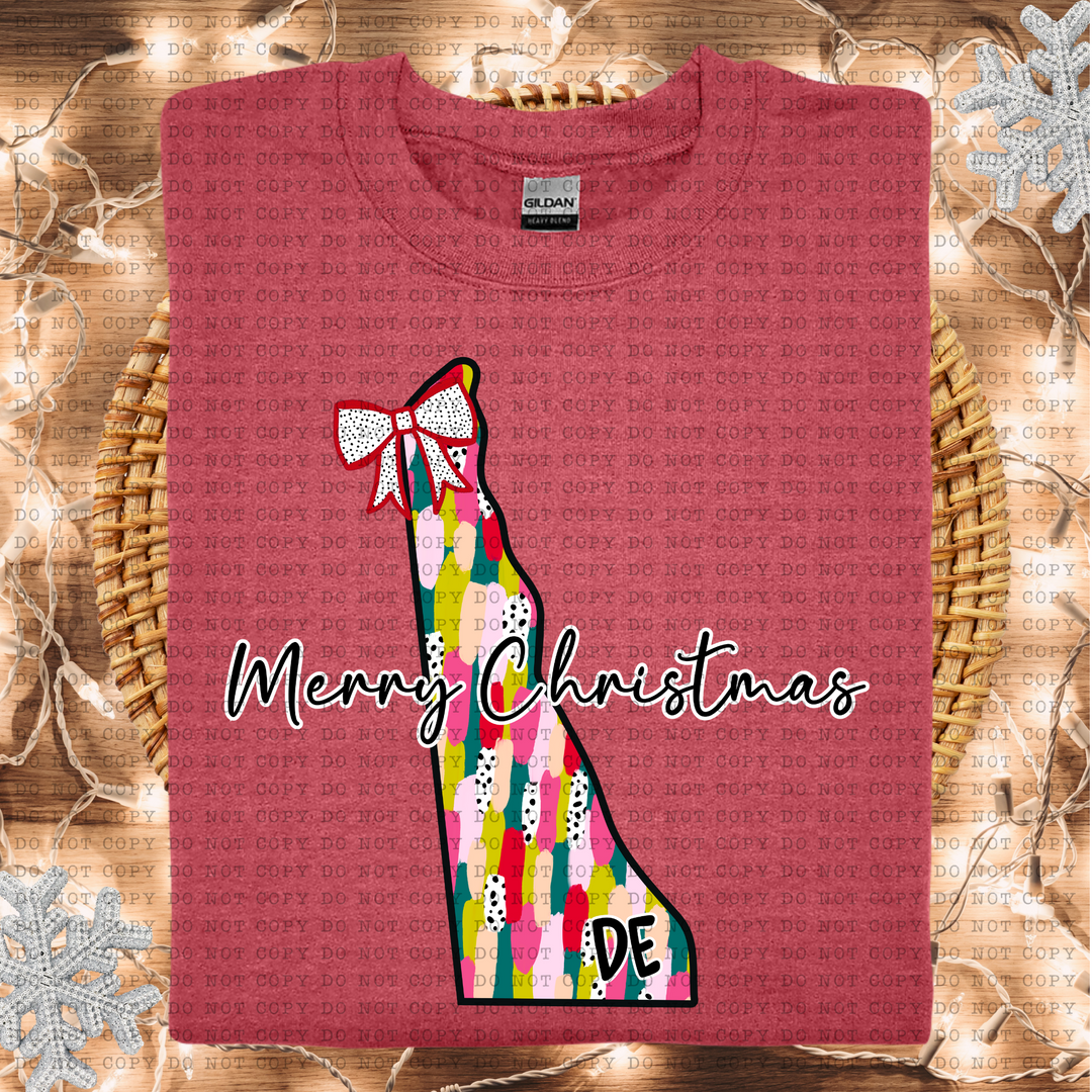 Messy Paint States Merry Christmas DTF Print