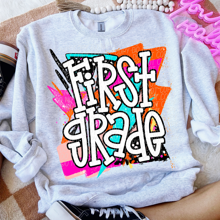 Bright Retro School Grades DTF Print