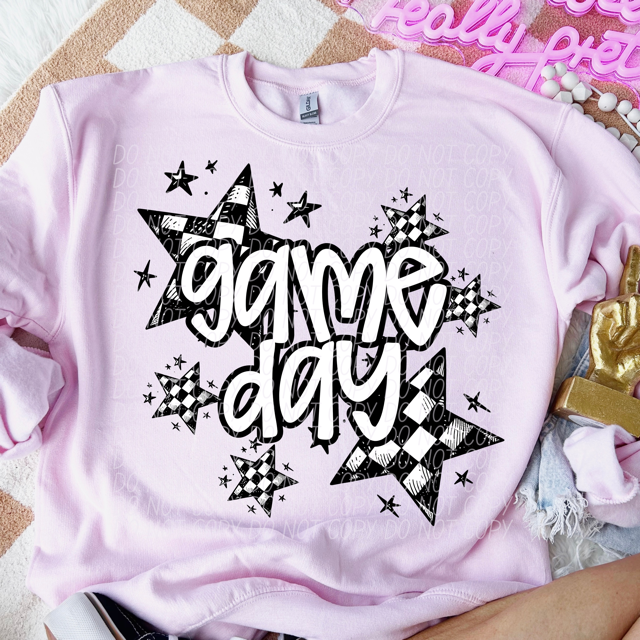 Game Day Sports Checkered Stars DTF Print
