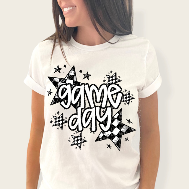 Game Day Sports Checkered Stars DTF Print