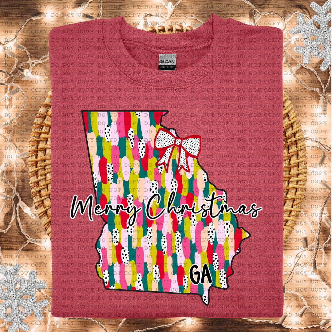 Messy Paint States Merry Christmas DTF Print