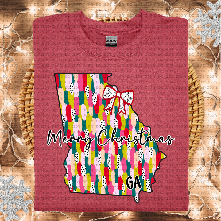 Messy Paint States Merry Christmas DTF Print