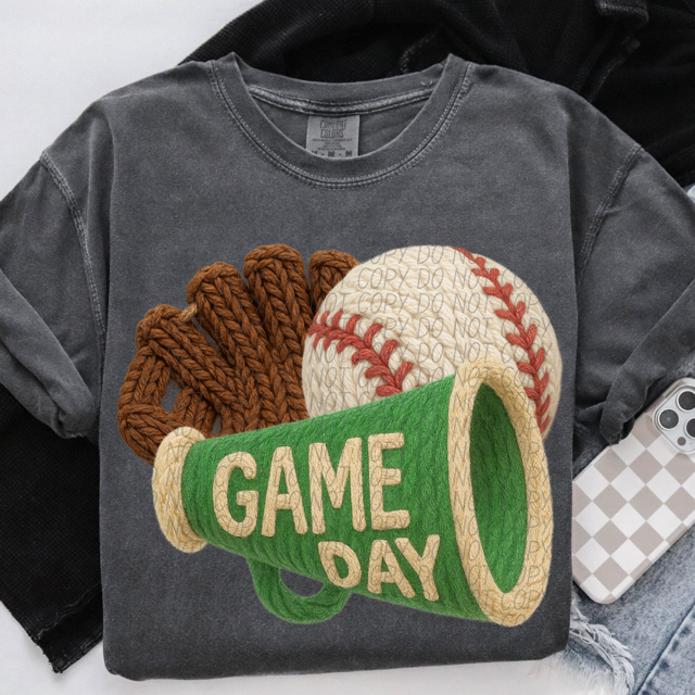 Yarn Baseball Game Day DTF Print
