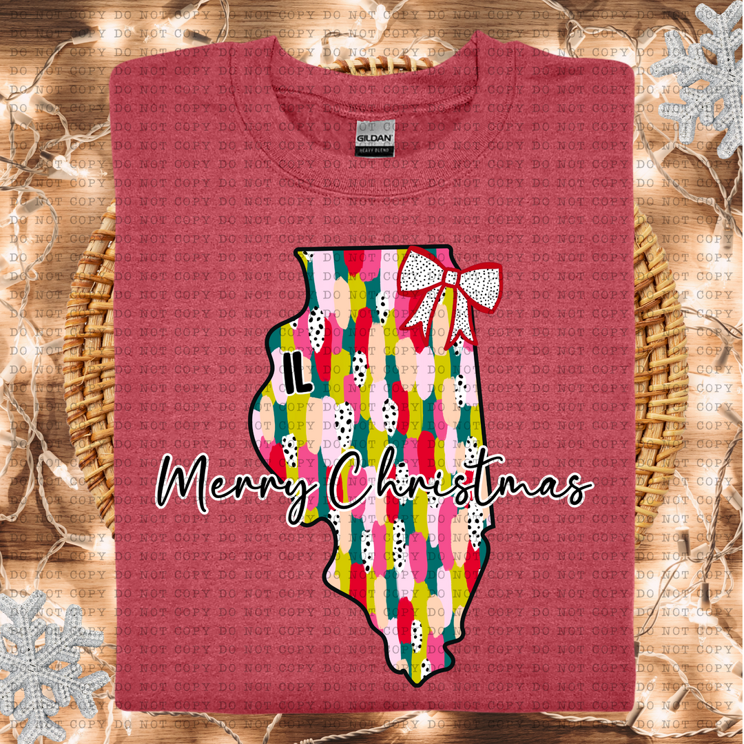 Messy Paint States Merry Christmas DTF Print