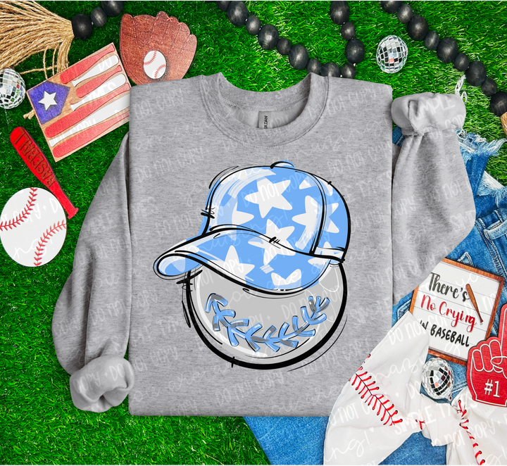 Baseball Happy Face DTF Print