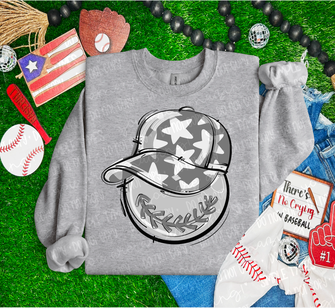 Baseball Happy Face DTF Print