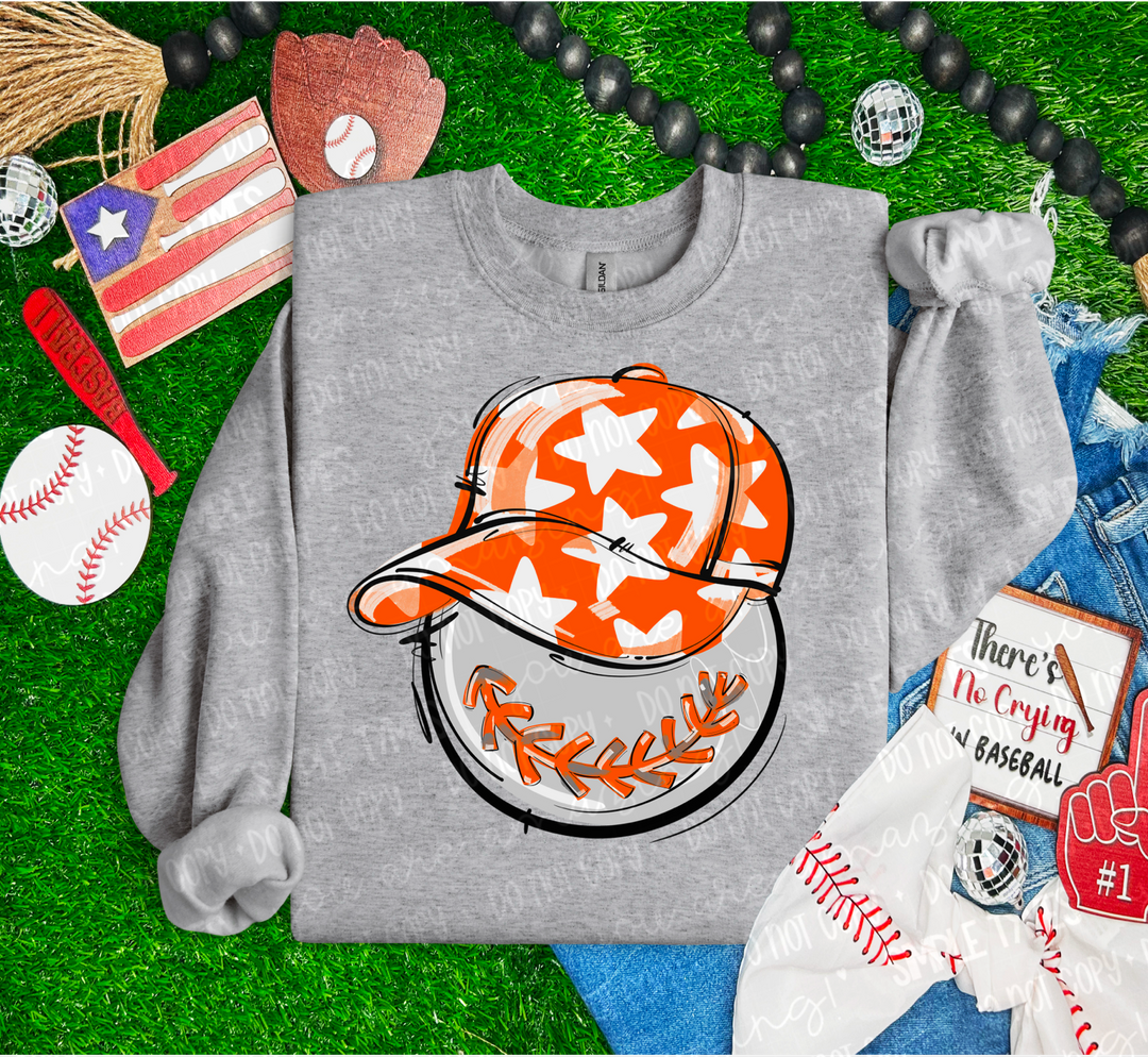 Baseball Happy Face DTF Print