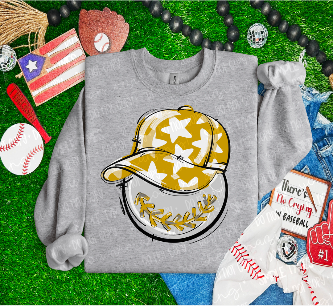 Baseball Happy Face DTF Print