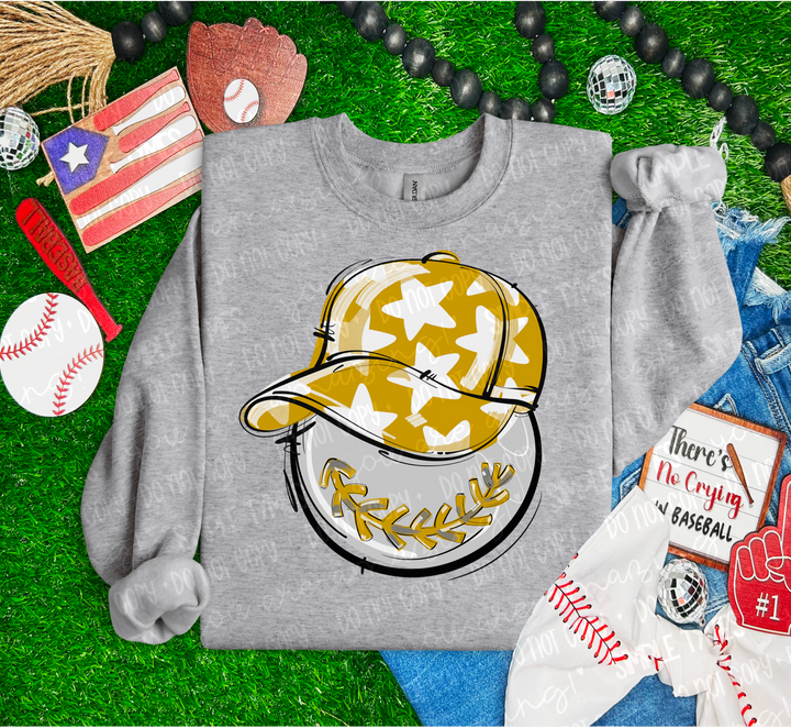 Baseball Happy Face DTF Print