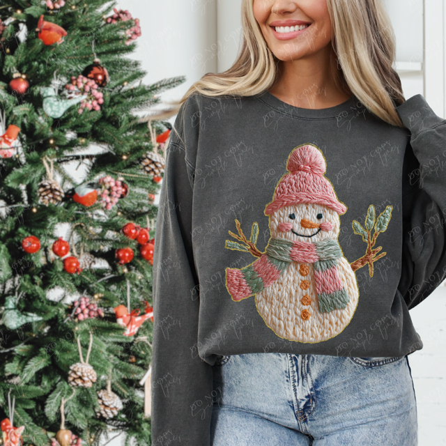 French Knot Snowman DTF Print